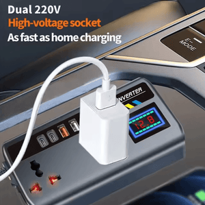 Multi-Port Car Inverter with Dual AC Socket & Digital Display